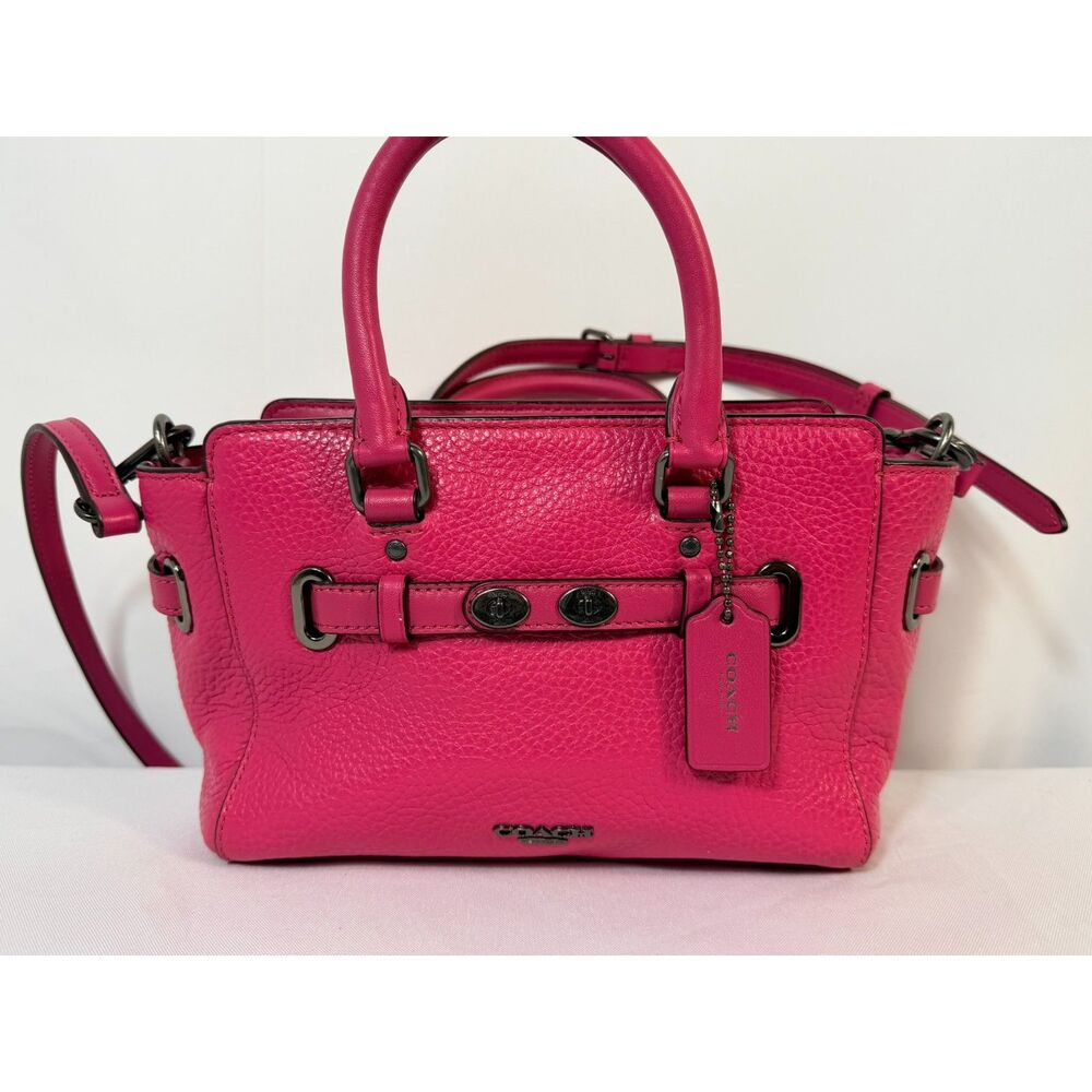 Coach Hot Pink Pebbled Leather Crossbody Satchel - Picture 2 of 15